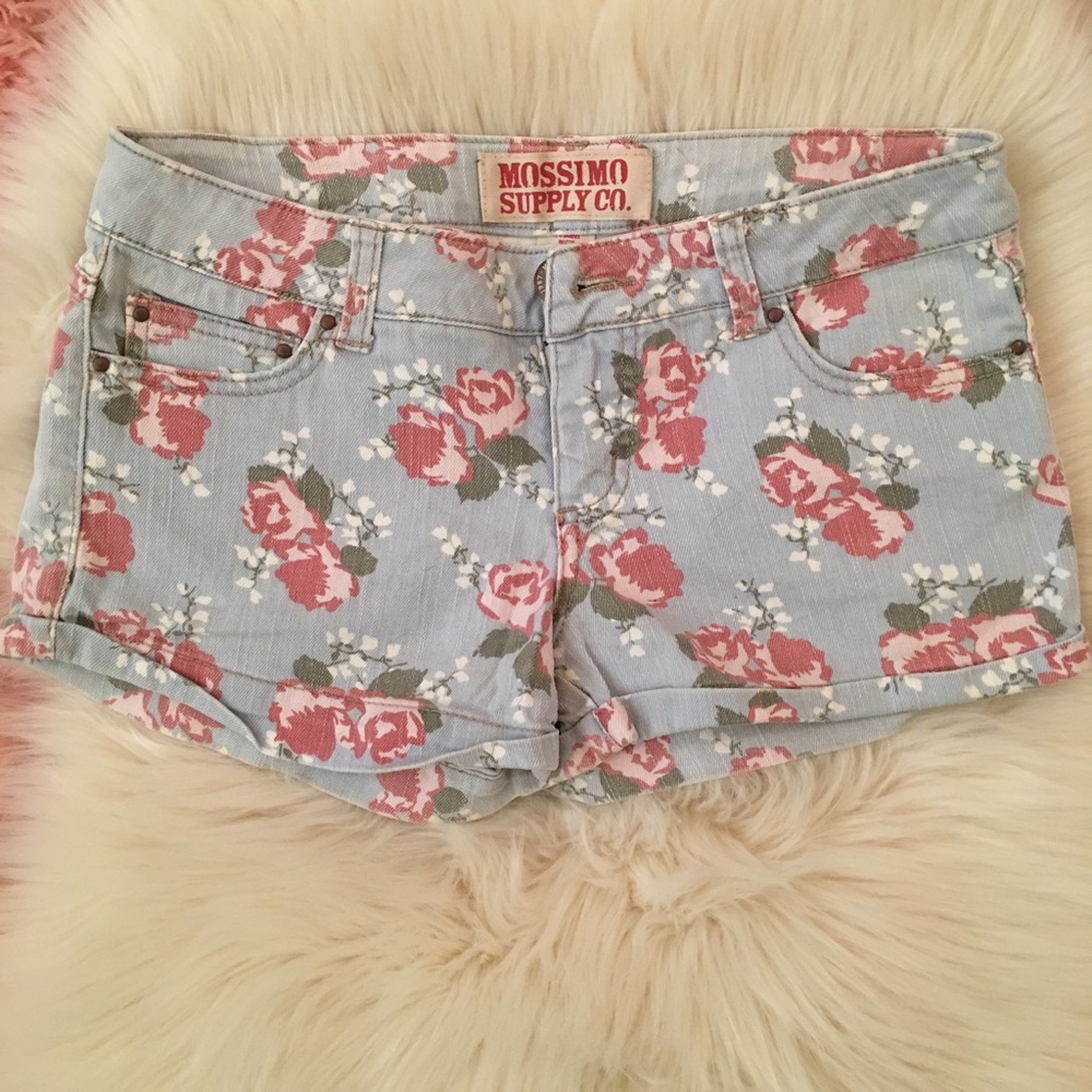 Floral Denim Shorts (light wash)
